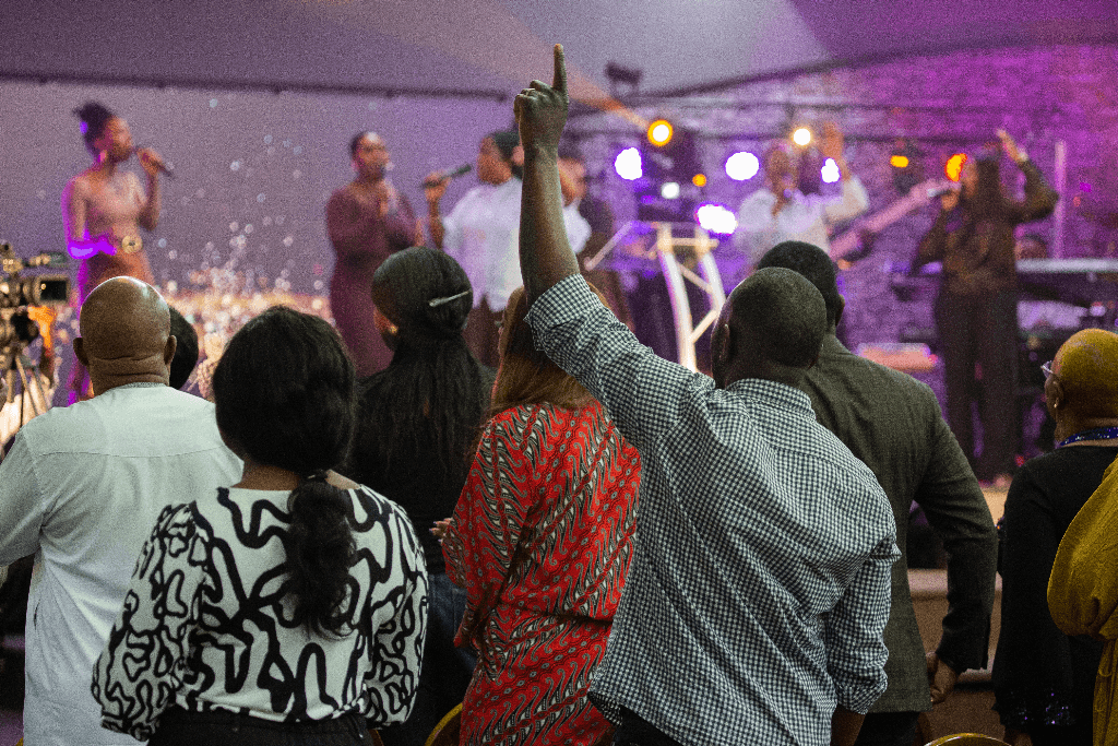 Worshipping together on a Sunday.