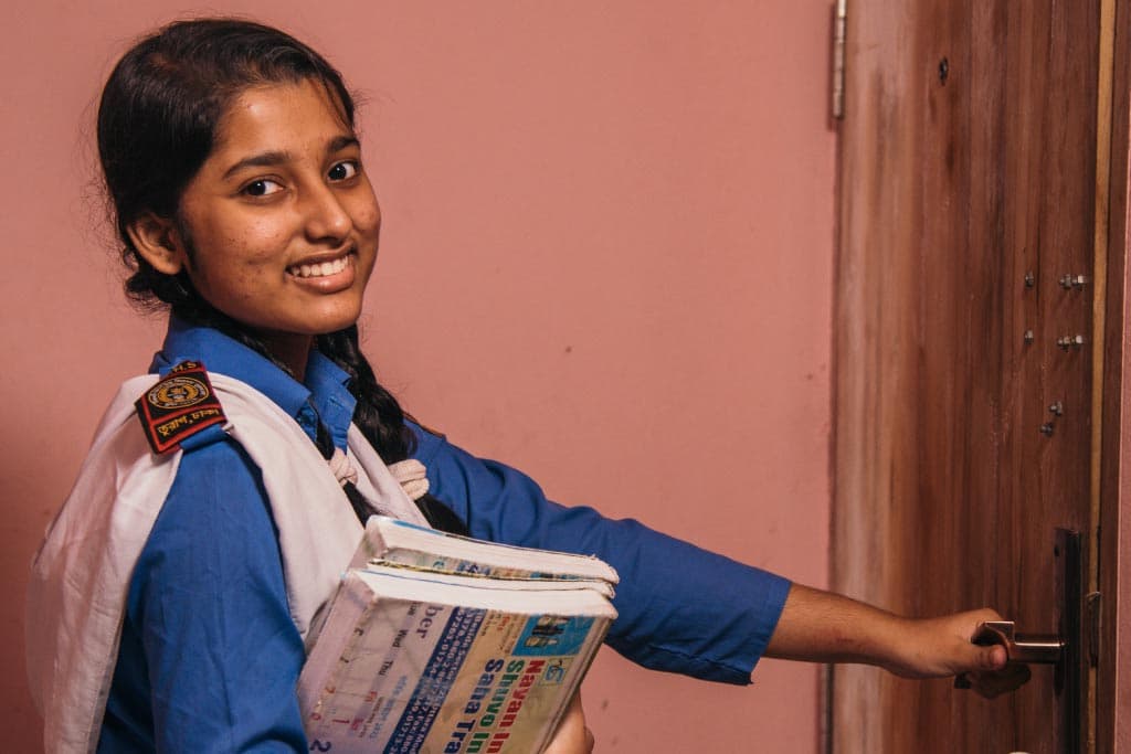 Tisha is back wearing something much more comfortable. Her school uniform!