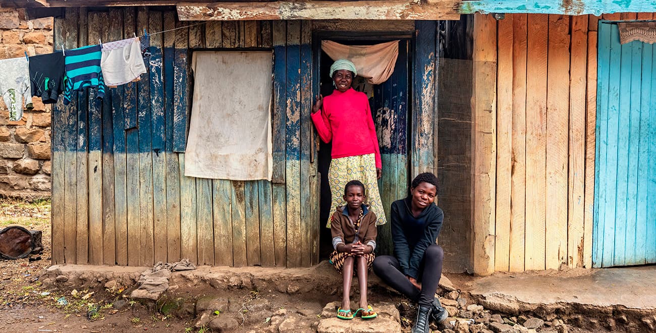 A family outside their home in Kenya
