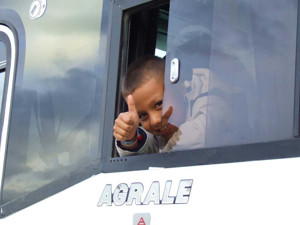 Boy riding on a bus