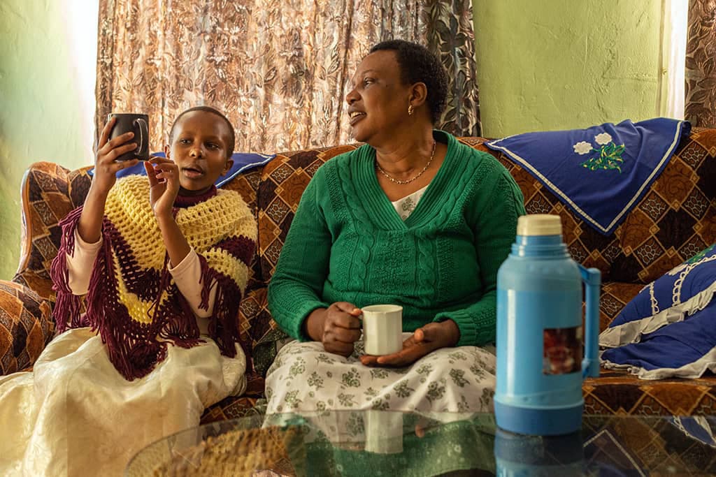 Esther at home during covid