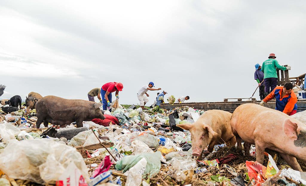 Workers at the landfill site in Pentecoste