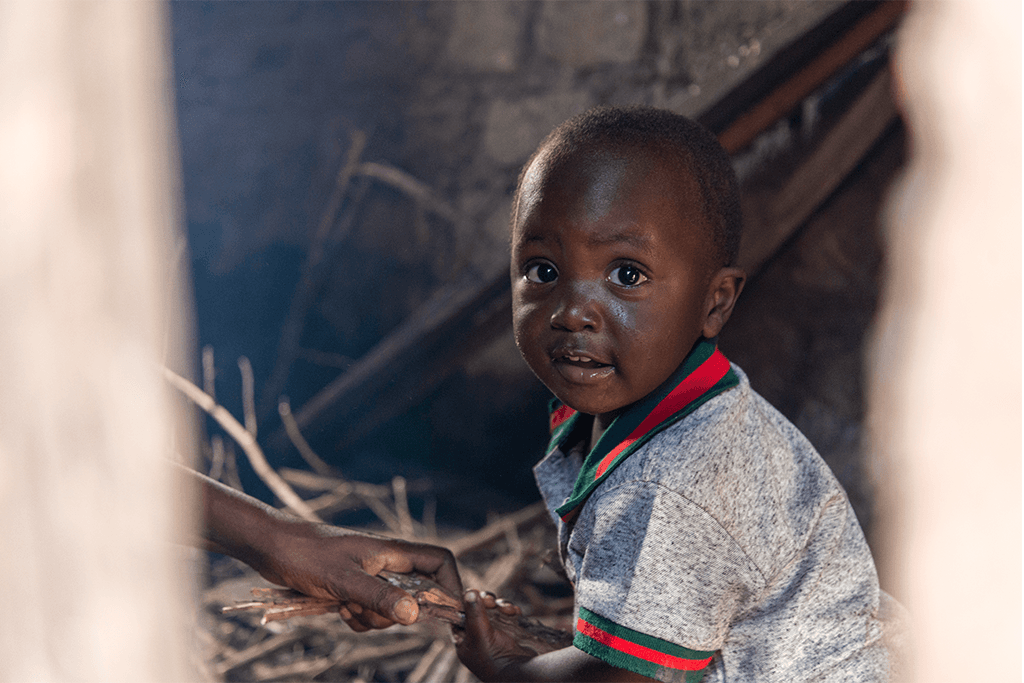 Baby Apolinari holds a branch