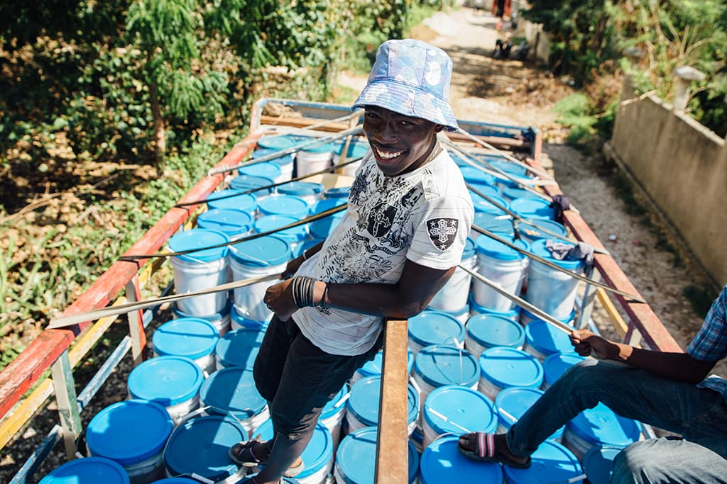 Delivering water in Haiti