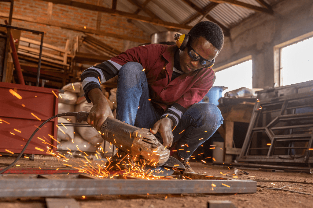 Emmanuel welding in shed