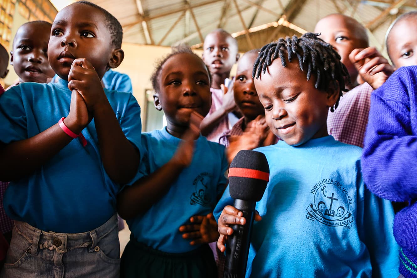 Children with microphone
