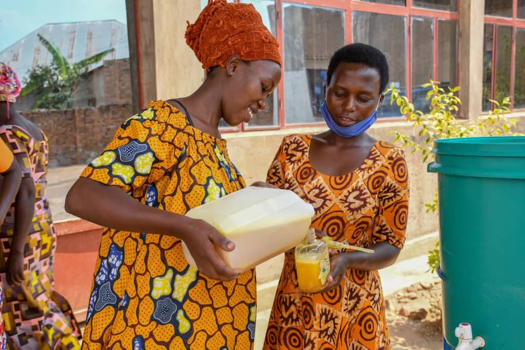 Ladies making soap