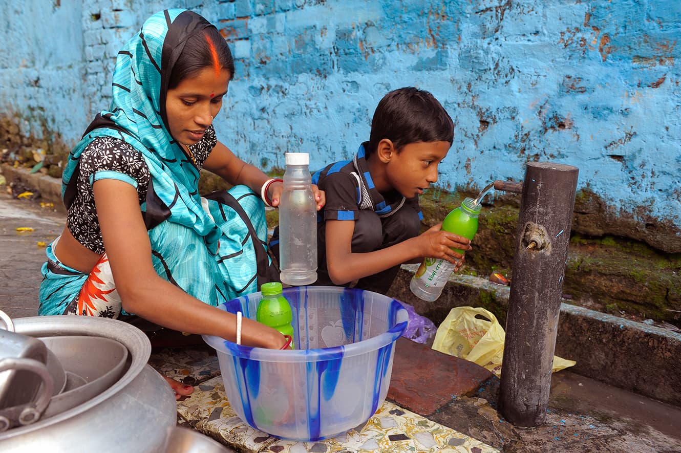 Mum and son in India