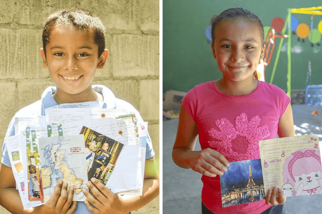 Victor and Hellen were delighted to receive postcards from their sponsors