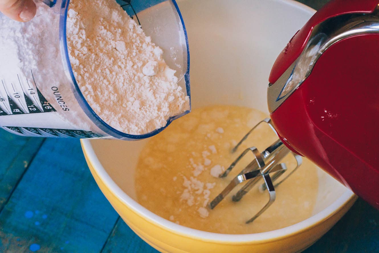 Whisking pancake ingredients