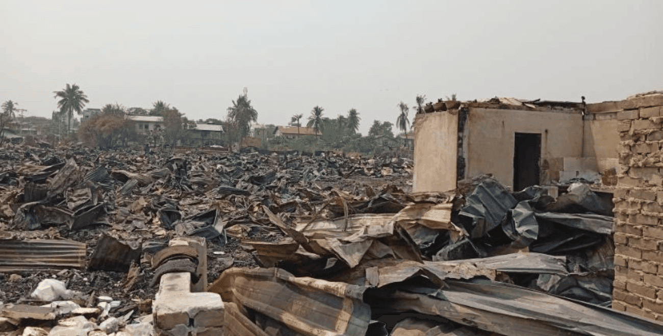 Debris following the 7.7 magnitude earthquake, which struck on 28 March 2025