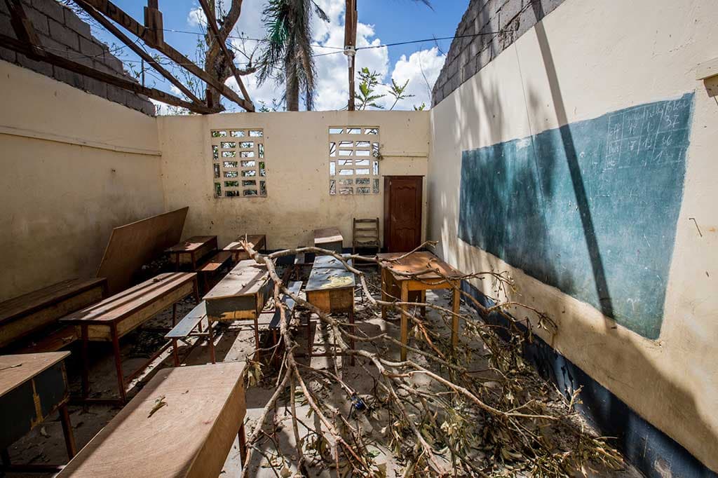 Classroom destroyed by Hurricane Matthew