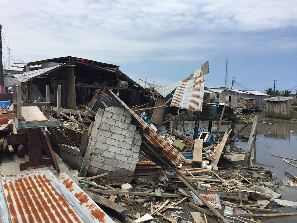 Homes destroyed by Ecuador earthquake