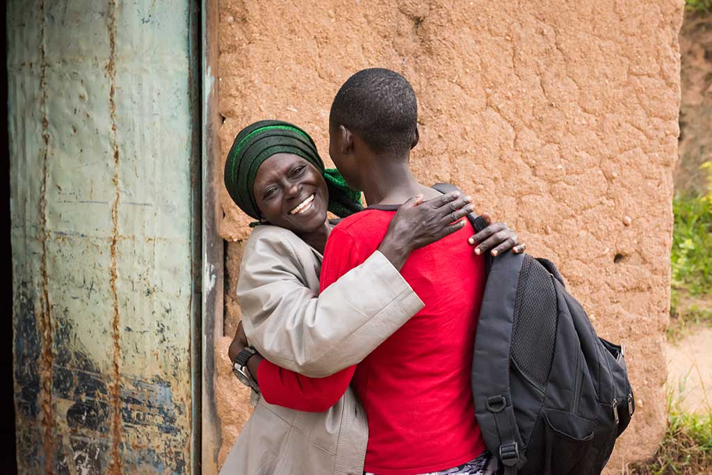 Mother and daughter hugging in Rwanda