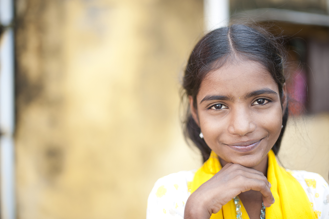 Smiling girl in India