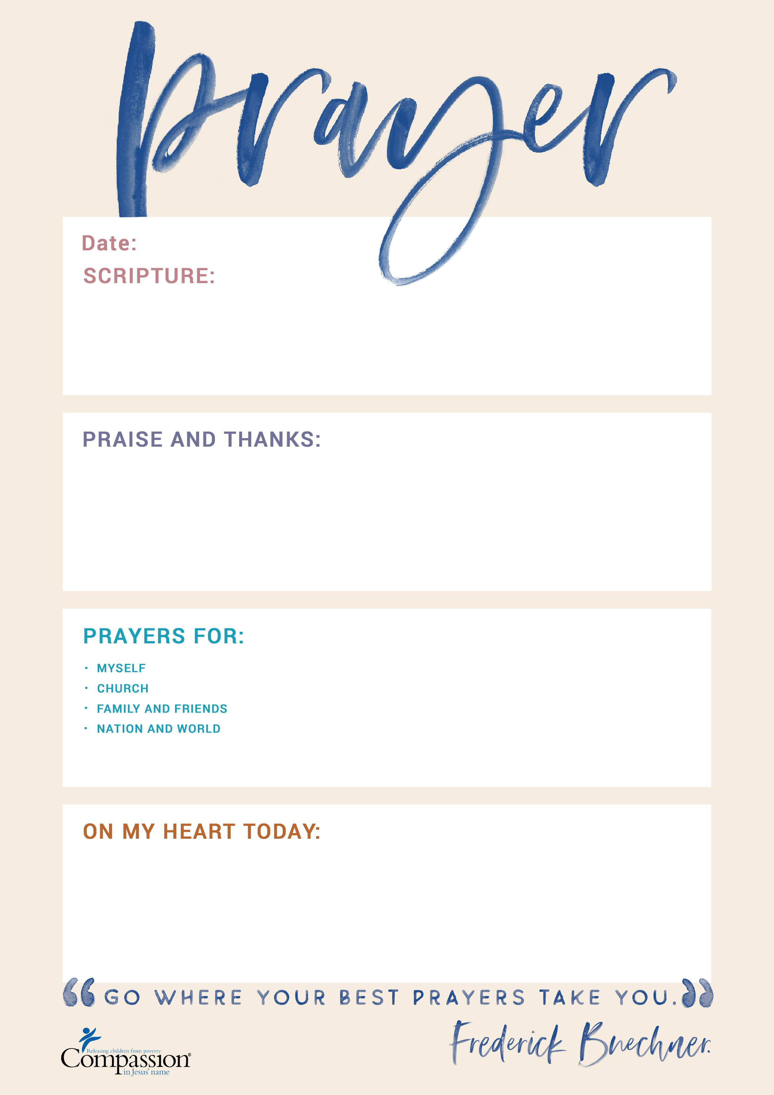 Your Free Prayer Journal Templates Compassion UK