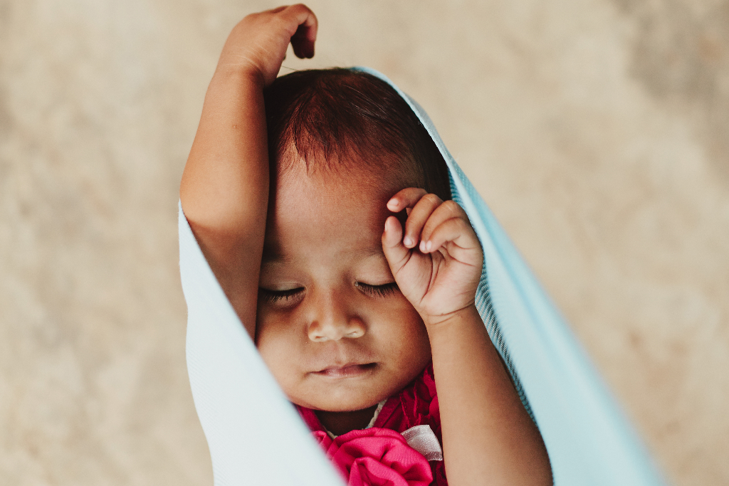 A baby sleeping soundly in Halmahera, East Indonesia.