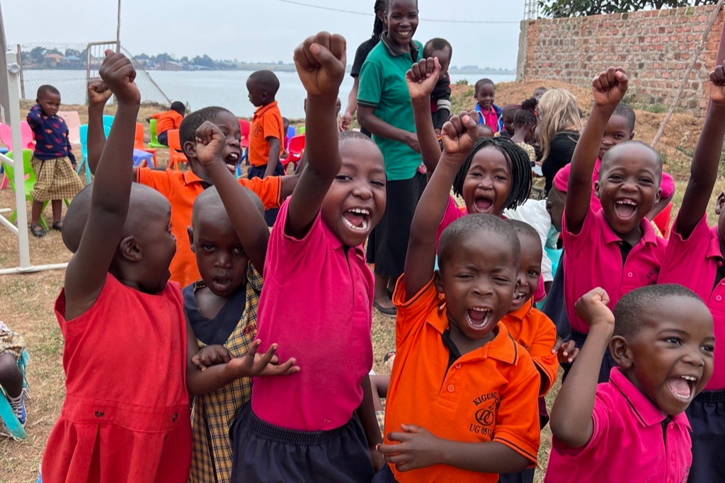 Children celebrating in Uganda